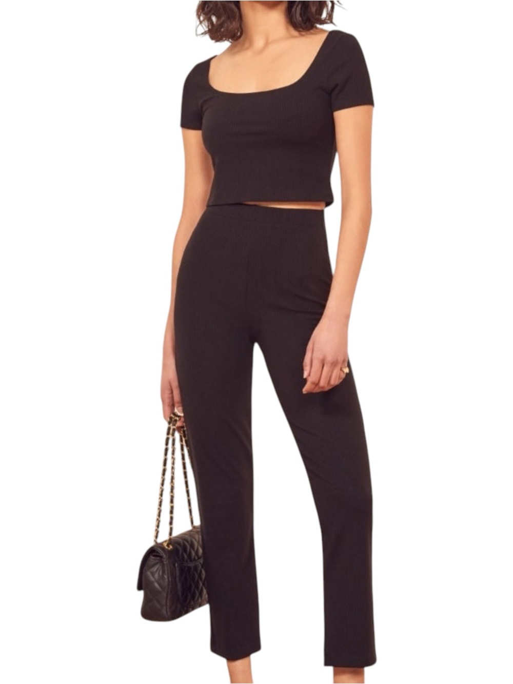 Reformation Marion 2 Piece Set Black Top and Pants NWT Size Small